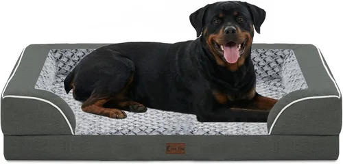 Vista 31 de Camas ortopédicas para perros grandes, cama de espuma viscoelástica impermeable para mascotas grandes con lados 89x56 cm, sofá para perros grandes