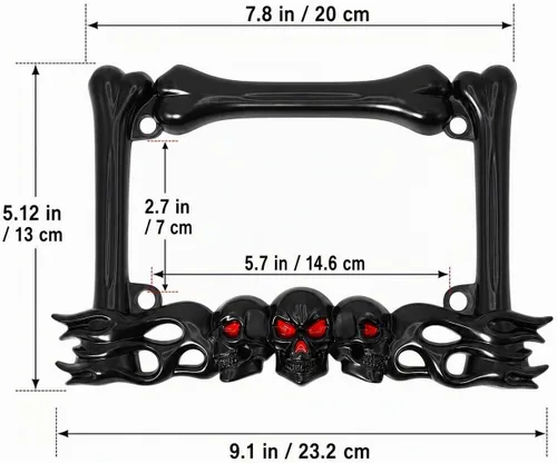 Vista 2 de Marco de matrícula de motocicleta, marco de placa de motocicleta resistente, aleación de zinc cromado, se adapta a placas estándar de 7 x 4