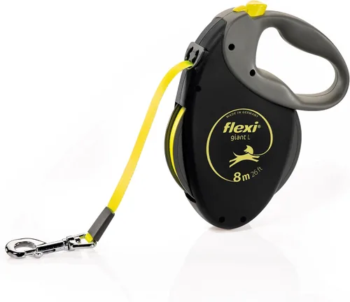 Vista 6 de Flexi - Correa retráctil clásica para perros, mediana, negro neón