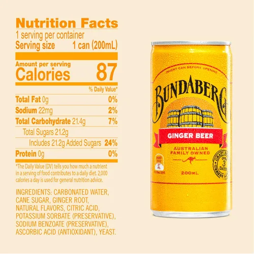 Vista 2 de Bundaberg - cerveza de jengibre, latas de 6.8 fl oz, (paquete de 24 unidades)