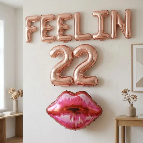 Vista 5 de LaVenty 53 globos de lujo Feelin 22 para cumpleaños Feelin - Cartel de cumpleaños número 22
