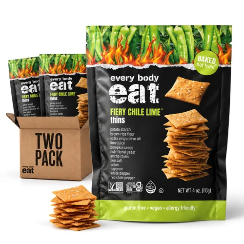 Vista 19 de Every Body Eat Snack Thins, sabor sin queso, vegano, sin gluten y sin lácteos (paquete de 6)