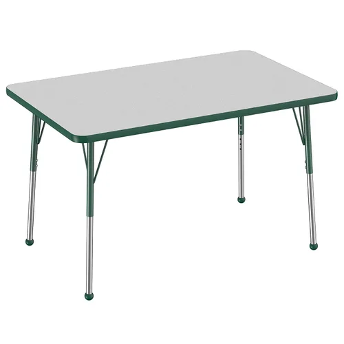 Vista 213 de FDP - Mesa rectangular para actividades escolares y de oficina (24 x 36 pulgadas), patas estándar con deslizadores giratorios, altura ajustable
