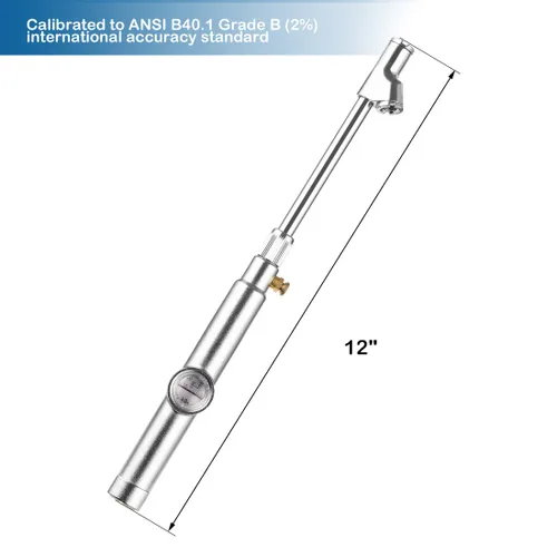 Vista 2 de CZC AUTO - Manómetro para presión de neumáticos, medidor de aire de doble cabezal con pie recto para camiones, medidor de rueda de doble eje preciso