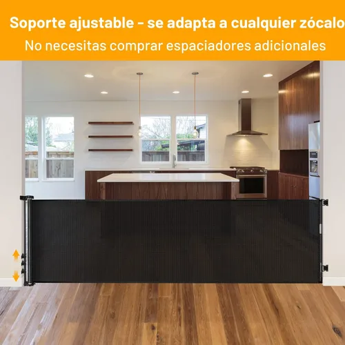 Vista 5 de Puertas de bebé extra anchas de 100 pulgadas para gran apertura, puerta retráctil para interiores para perros, puertas para cachorros para la casa