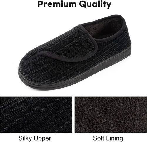 Vista 4 de LongBay Men's Memory Foam Diabetic Slippers Comfy Warm Plush Fleece Arthritis Edema Swollen House Shoes
