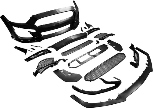 Vista 5 de FREEMOTOR802 Defensa delantera para Ford Mustang 2015-2017, estilo GT500. Kit de conversión de cubierta completa de defensa delantera en negro