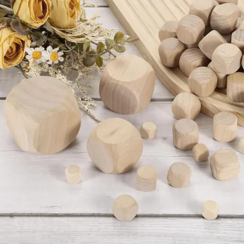 Vista 4 de uxcell 20 dados de madera en blanco, 1.97 pulgadas, cubo de madera sin terminar esquinas redondeadas, bloque cuadrado para proyectos de manualidades