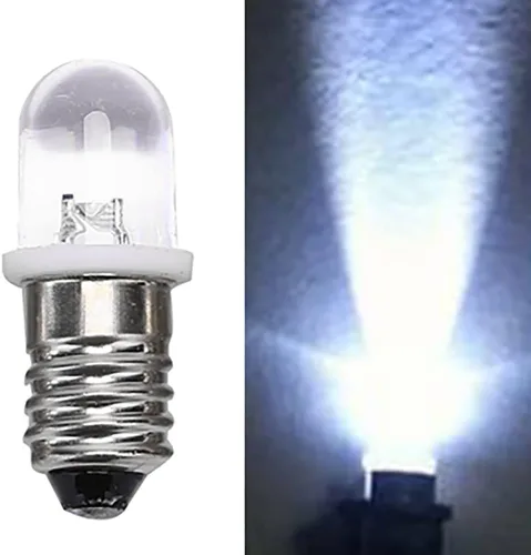Vista 5 de Mini bombilla LED E10 de 0.2 W, 0.2 W, 3 V, bombillas de base de tornillo en miniatura, indicador LED para circuito de experimento casero