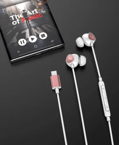 Vista 4 de Bolle & Raven Auriculares USB-C con micrófono, auriculares intrauditivos con cable con control remoto en línea + micrófono para teléfonos tipo C