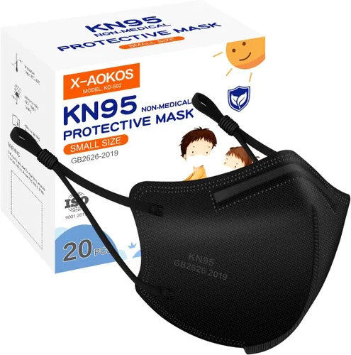 Vista 7 de Mascarillas protectoras KN95 para niños, paquete de 15, máscaras respiradoras desechables de 5 capas con cintas elásticas ajustables para las orejas