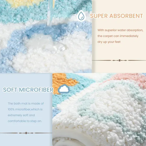 Vista 3 de Alfombra de baño extra absorbente, antideslizante, de felpa gruesa, lavable a máquina, para dormitorio, bañera y sala de estar