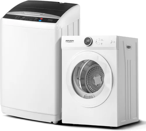Vista 11 de ROVSUN Secadora de Ropa Portátil de 1.5 Pies Cúbicos y Lavadora Completamente Automática de 17.6 Libras, Juego Combinado de Lavadora y Secadora