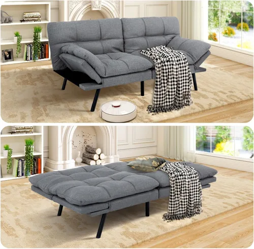 Vista 7 de MUUEGM Sofá cama futón de espuma viscoelástica, moderno sofá de oficina, cama convertible para espacios pequeños, apartamento, oficina, con respaldo