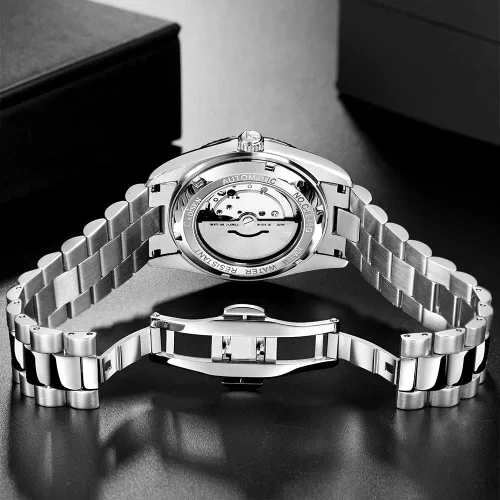 Vista 7 de CADISEN Reloj mecánico automático de acero inoxidable de lujo de marca impermeable de 328.1 ft para hombre de diseño H0mage
