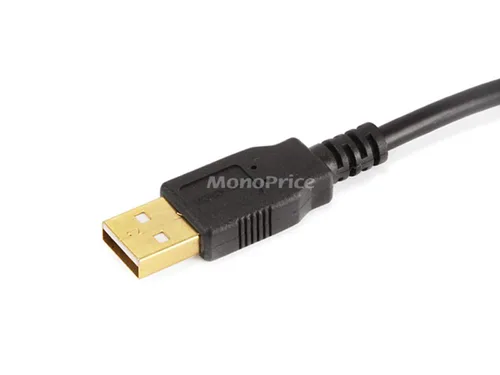 Vista 2 de Monoprice Cable USB 2.0 A macho a micro macho de 5 pines 28/24AWG con núcleo de ferrita (chapado en oro) (105459)