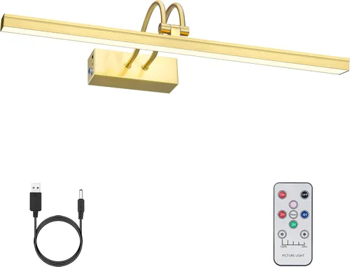 Vista 10 de FUNCHDAY Luz de Imagen Inalámbrica, Luz de Imagen con Batería Recargable de 13" Operada con Pilas y Temporizador Remoto, Luz de Galería Regulable