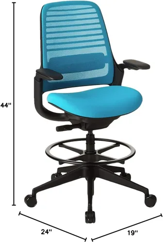 Vista 8 de Steelcase Silla taburete Serie 1, marco de grafito con tela microknit 3D (Blue Jay)