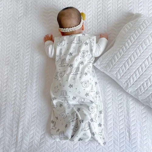 Vista 4 de HOUSABY - Manta de algodón para bebé, saco de dormir de algodón para verano, 1 saco de dormir unisex para niños pequeños, 0.5 TOG con cremallera