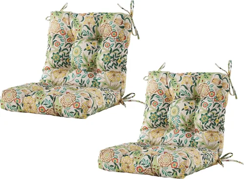 Vista 34 de BLISSWALK Cojines para sillas de exterior, 40 x 20 x 4 pulgadas, cojín de mimbre grueso con respaldo bajo y lazos para muebles de patio, floral