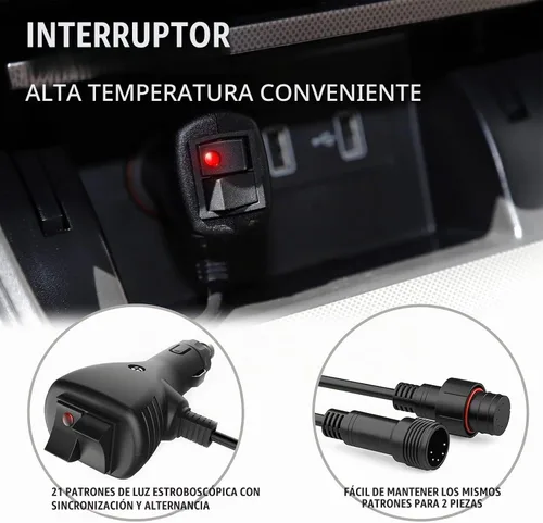 Vista 7 de WINECO - Barra de luces estroboscópicas 2 en 1 para tablero de emergencia, advertencia de seguridad, luces intermitentes de peligro