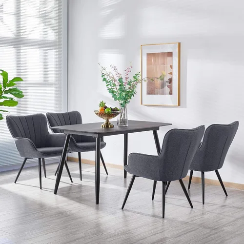 Vista 2 de Yaheetech Silla de comedor, 2 piezas, reposabrazos de tela, sillas de restaurante, sillas de recepción de hotel, silla de ocio, sofá, silla lateral