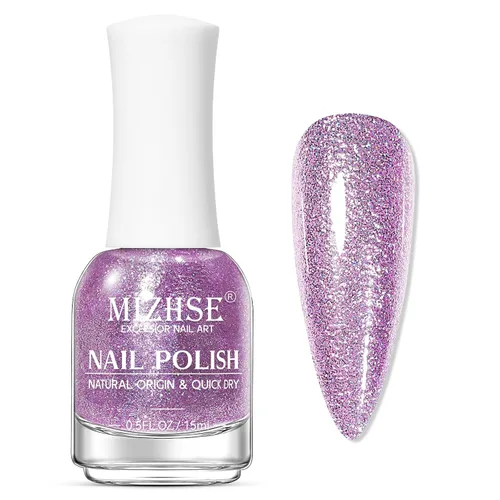 Vista 15 de MIZHSE Translucent Shimmering Nail Polish, Quick Dry Clear Glitter White brillo claro