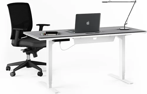Vista 7 de BDI Furniture Centro - Escritorio elevador de pie, 60 x 24 pulgadas, blanco satinado, gris
