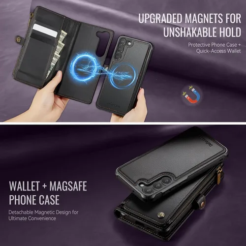 Vista 3 de Defencase Funda Cartera Magnética para Samsung Galaxy S23+/ S23 Plus Compatible con Magsafe con Bloqueo RFID, Cremallera y Portarjetas, Funda