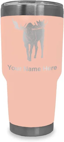 Vista 8 de LaserGram Vaso aislado al vacío de 20 onzas, alce, grabado personalizado incluido (negro)