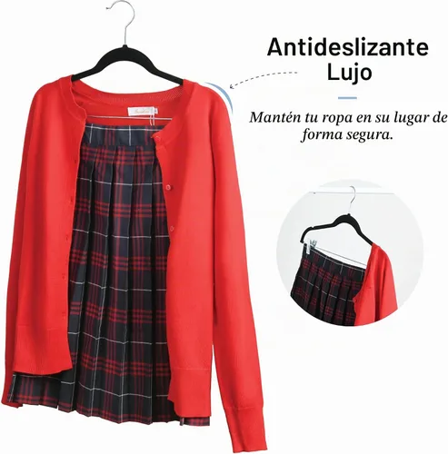 Vista 5 de Home-it - Perchas para pantalones con clips, 10 unidades, terciopelo negro, antideslizante, ahorro de espacio para pantalones, faldas, abrigos