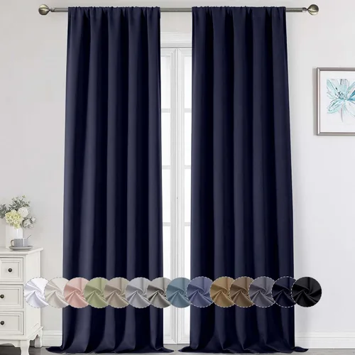 Vista 139 de Cortinas opacas para dormitorio, sala de estar, juego de 2 paneles de 54 pulgadas de largo, cortinas de oscurecimiento de habitación con aislamiento