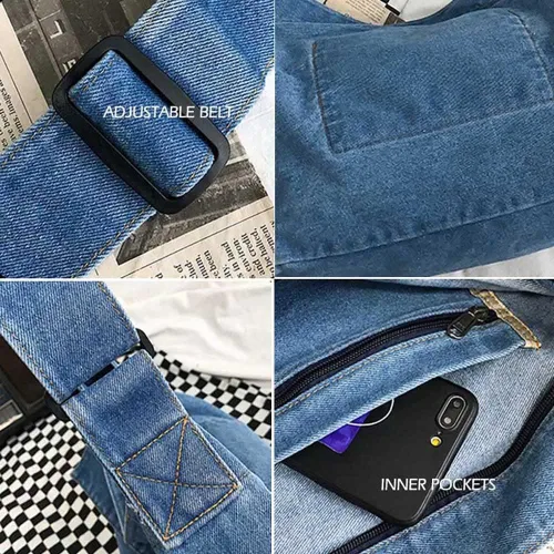 Vista 5 de Bolso cruzado bohemio hipster hobo bohemio hippie de lona, bolso de mano estético, bolso grande de hada grunge