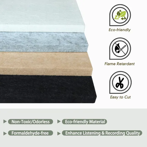 Vista 4 de TroyStudio 20 piezas de paneles acústicos autoadhesivos - Paneles absorbentes de sonido de 12 x 12 x 0.32 pulgadas, paneles de sonido decorativos