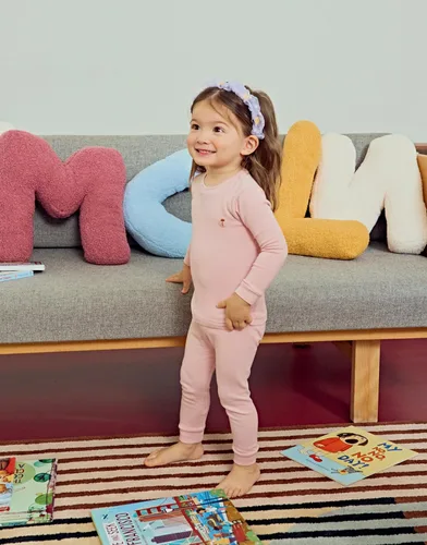 Vista 3 de moimoln Pijama de algodón suave y liso de manga larga para bebés y niños, 6 meses a 5 años