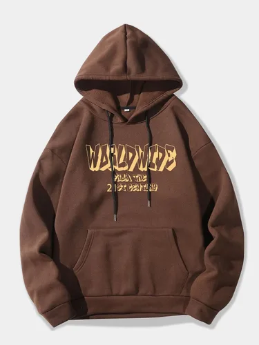Vista 2 de COZYEASE Sudadera con capucha para hombre, de gran tamaño, con gráficos, de manga larga, con cordón, casual, a la moda