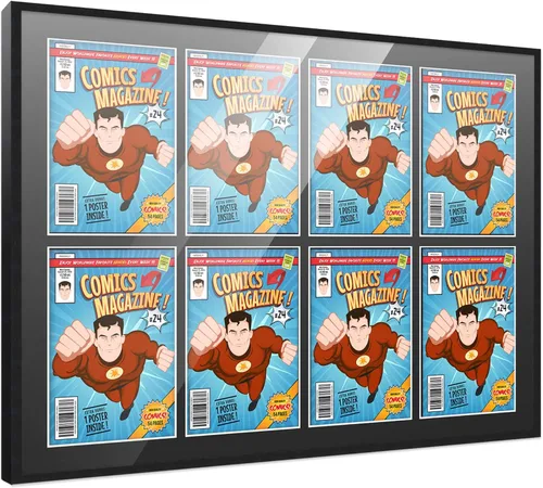 Vista 11 de Poster Palooza Marco de cómic con paspartú para 1 cómic de la Edad de Bronce publicado entre 1970 y 1985, marco de cómic negro para cómic de 7.25 x