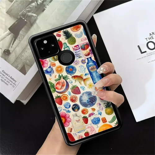 Vista 955 de Compatible con Google Pixel 4A 5G Mobile Case Creative Acrylic Panel trasero Silicona Protección Grip especialmente diseñado para Google Pixel 4A 5G