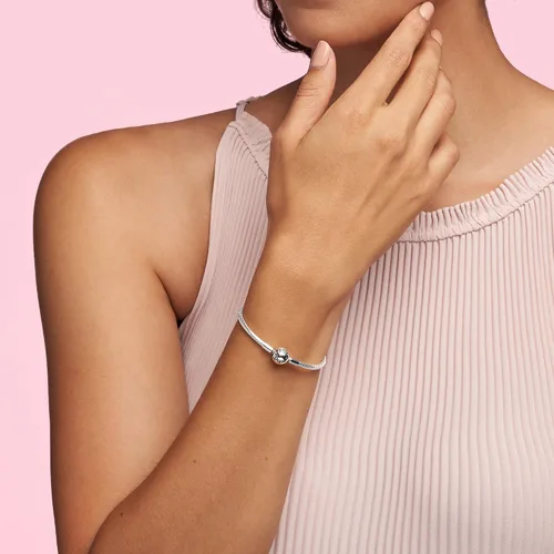 Vista 2 de Pandora - Brazalete de serpiente, brazalete con dijes, joyería Smooth Moments