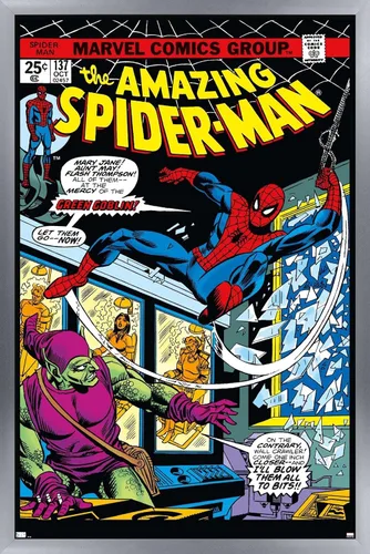 Vista 15 de Marvel Comics Spider-Man - Póster de pared Amazing Spider-Man #137, 22.4 pulgadas de largo x 14.7 pulgadas de ancho, versión enmarcada de madera