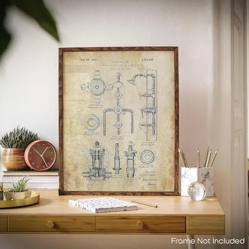 Vista 4 de Inspirational Wall Art Co. - Válvula de ducha - Herramientas de fontanería para soldar, tubos de fontanero, carteles de patente vintage, impresión