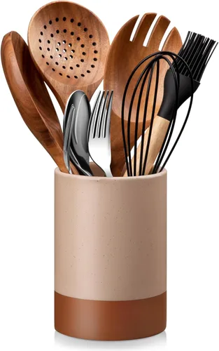 Vista 10 de MALACASA Portautensilios, Portautensilios de Cocina de Cerámica de 5.5", Recipiente para Utensilios de Cocina para Encimera, Organizador