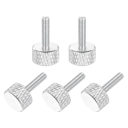 Vista 46 de MECCANIXITY 5 piezas M6x14mm Tornillos de pulgar estriado de cabeza plana, pernos de rosca completa de aleación de aluminio sólido para carcasas