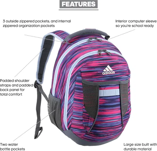 Vista 9 de adidas Finley Mochila de 3 rayas Sunet Shock RosaOnixBrillo talla única Finley Mochila de 3 rayas