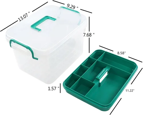 Vista 2 de Oymlclivisa Caja de primeros auxilios de plástico, organizador de caja médica transparente