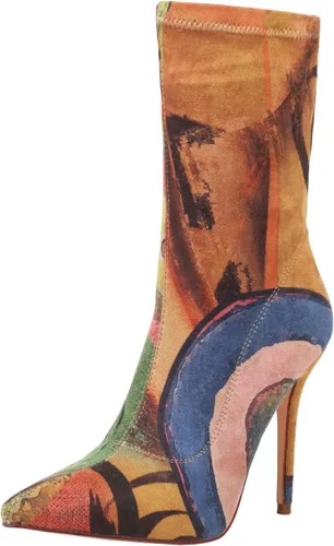 Vista 12 de vivianly Botines elásticos con punta puntiaguda, botas de tobillo a media pantorrilla, botas de tacón de aguja para mujer negro (Black-Stretch)