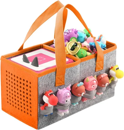 Vista 8 de Estuche de transporte Pisosn para juego de iniciación Toniebox y figuras Tonies, bolsa plegable de tela de fieltro para juguetes musicales de viaje