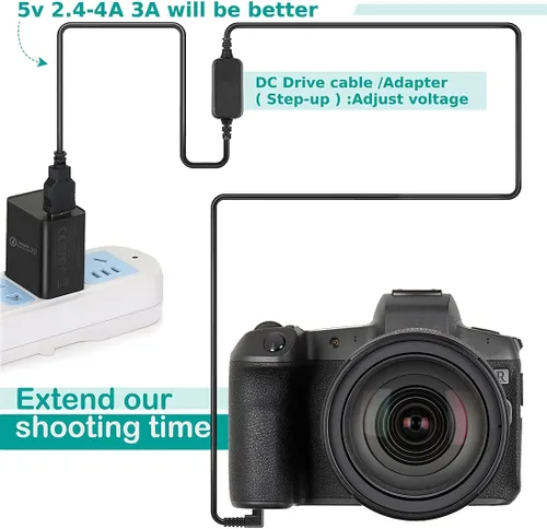 Vista 6 de CA-PS700 Cable USB DR-E17 DC, batería simulada para Canon EOS M3 M5 M6 M6 Mark ii (no compatible con M50)