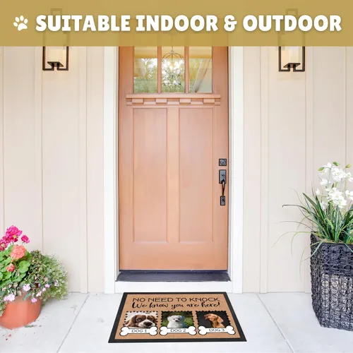 Vista 6 de Tapete personalizado para puerta de perro con foto y nombre, tapete de bienvenida personalizado, tapete para puerta delantera, no es necesario