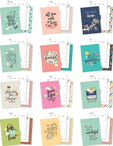 Vista 2 de Simple Stories Carpe Diem Seasons Insertos de Planificador A5 de Doble Cara - Mensual, Sin Fecha